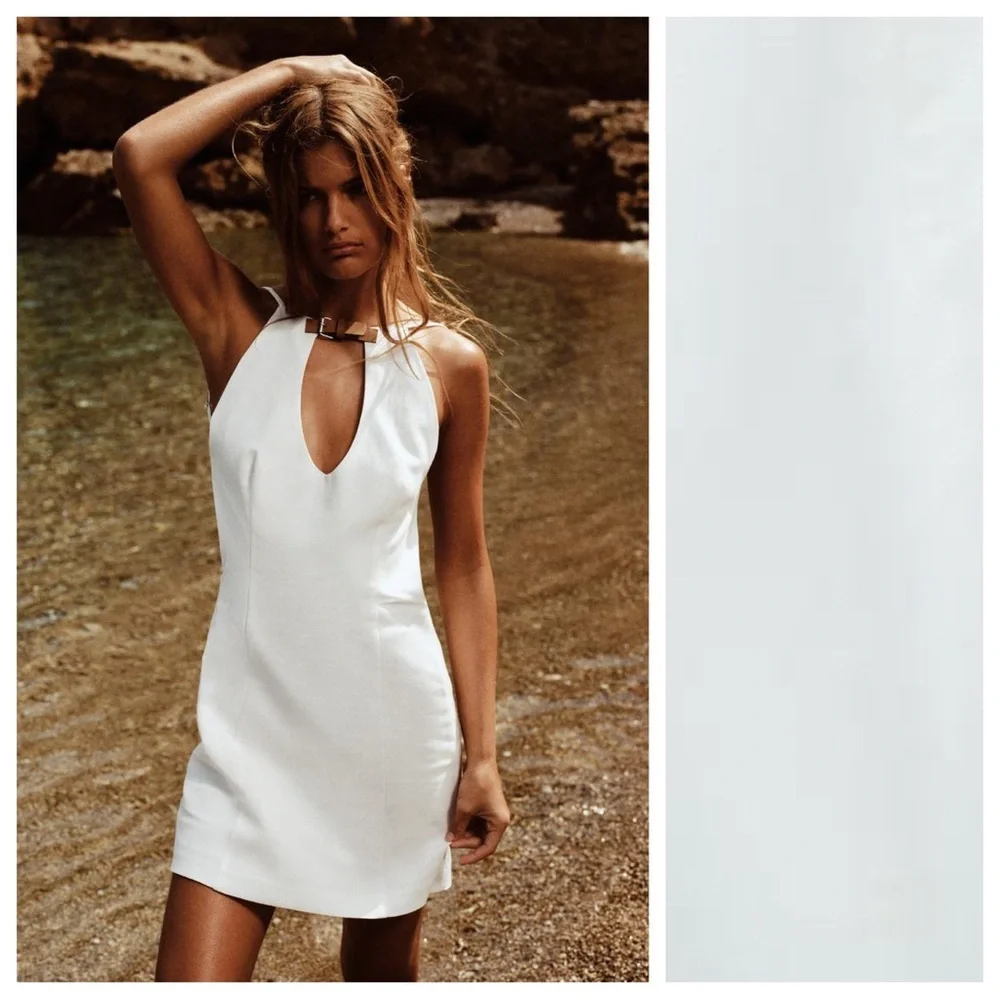 Zara White backless Mini Dress - Picture 2 of 13
